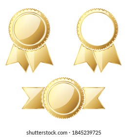 Set of gold medals. Vector illustration. Award gold medal. Award icon isolated. Winner icon.