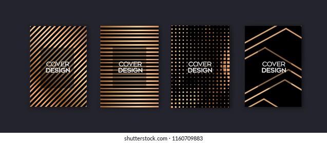 Set of gold minimal design - Vector collection of geometric backgrounds. Can be use for publishing print and presentation. Gold texture. Modern design for brochure, banner, cover. Vector. Eps 10