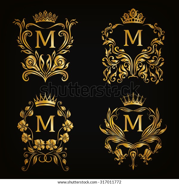 Set Gold Monogram Graphic Design On Stock Vector (Royalty Free) 317011772