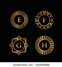 Set Of Gold Monogram Letter Logo Vector 