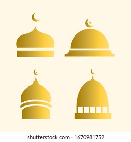 set of gold mosque dome vector illustration editable eps 