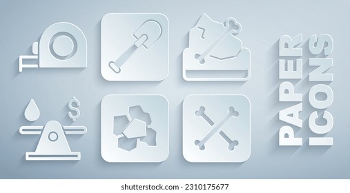 Set Gold nugget, Archeology, Oil money, Shovel and Roulette construction icon. Vector