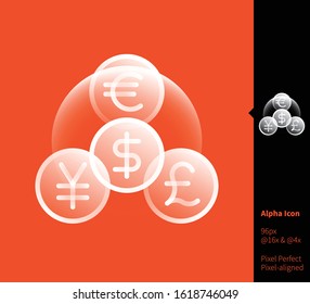 set of gold nuggets  alpha icon - vector illustrations for branding, web design, presentation, logo, banners. Transparent gradient icon on random background, pixel-aligned on 96x96 pixel.