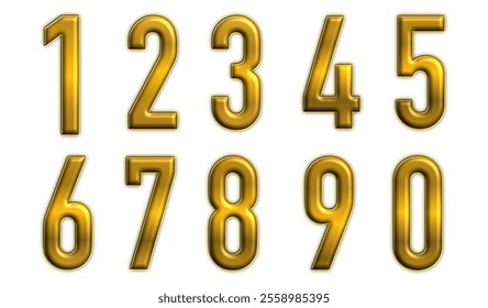 Set of gold numbers from 0 to 9, designed for elegant displays and decorations