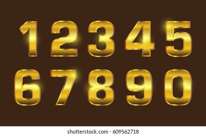 Set Of Gold Numbers.Vector Golden Numbers.