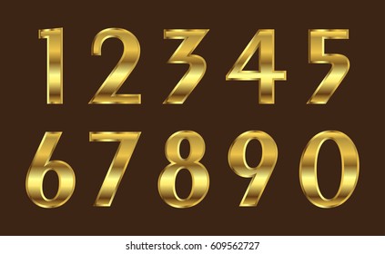 Set of gold numbers.Vector golden numbers.