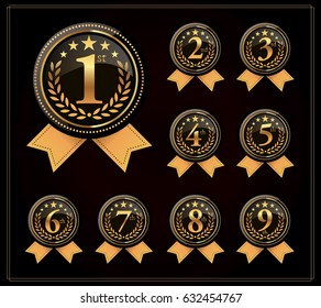 Award Golden Label First Second Third Stock Vector (Royalty Free ...