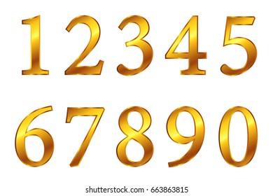 Set of gold numbers.Vector golden numbers.