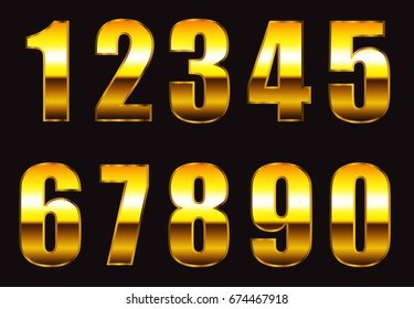 Set of gold numbers.Vector golden numbers.