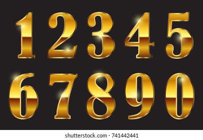 Set of gold numbers.Vector golden numbers.