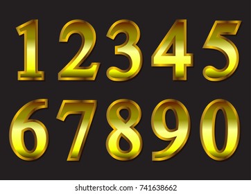 Set of gold numbers.Vector golden numbers.