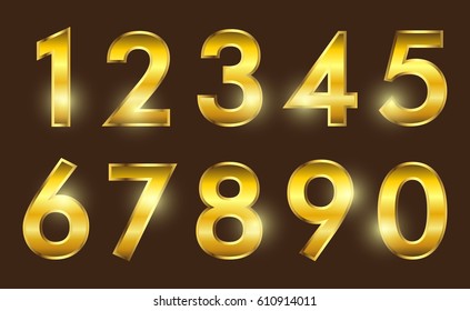 Set of gold numbers.Vector metal numbers.