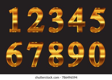 Set of gold numbers.Vector metal numbers.