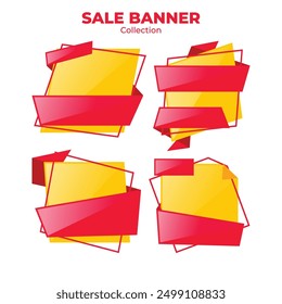set of gold origami square geometry shapes sale discount offer banner promo