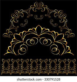 set of gold ornaments