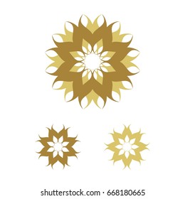 set Gold Petal Ornamental Flower Logo Template Illustration Design. Vector EPS 10.
