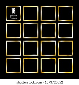 set of gold picture frame on black wall