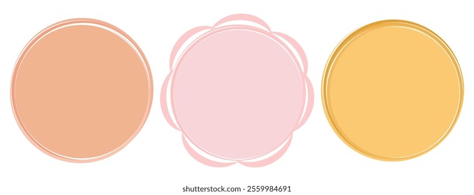 Set of gold and pink circle backgrounds vector.