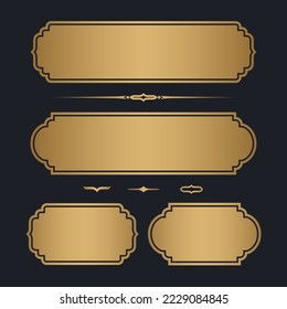 Set of Gold premium label. golden name plate. Vector illustration svg
