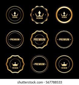 Set of gold premium labels