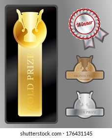 Set of gold prize, silver prize and bronze prize