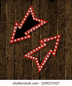 Set Gold Retro arrow with lights.