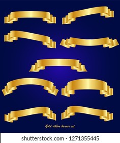 Set of Gold ribbon banner collection