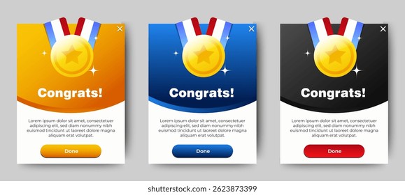 Set of gold ribbon banners template design. Luxury ribbons isolated on black background. vector