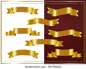 Set of gold ribbons.