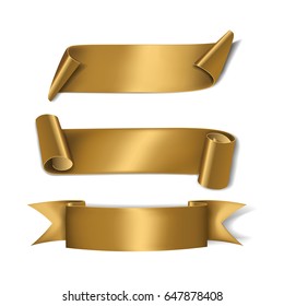 Set Gold Ribbons. Vector illustration