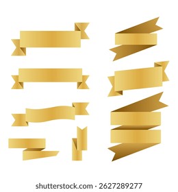 set of gold ribbon.Vector banners of different shapes. Vector illustration