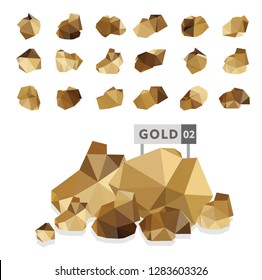 Set of gold rocks,gold nuggets
