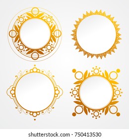 Set of gold round decorations for your design. Vector circle frame.