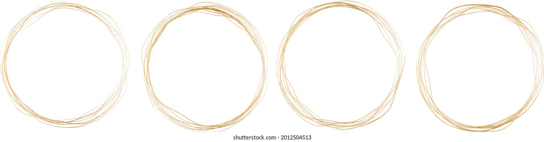  set of gold round frame on white background