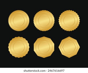 Set of gold seals, label, badge, certificate. Fully editable vector illustration design