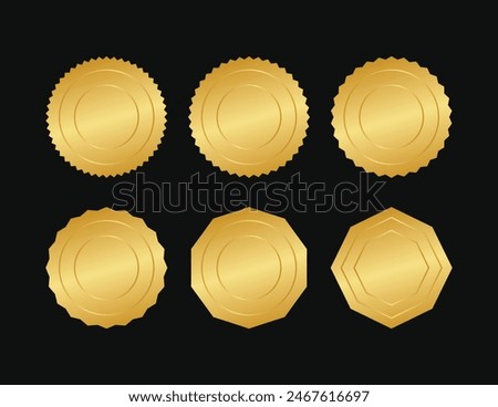 Set of gold seals, label, badge, certificate. Fully editable vector illustration design