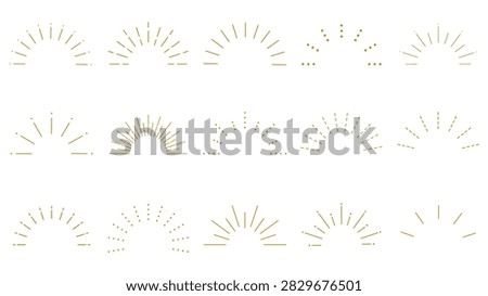 Set of gold Semicircular Frames with Converging Lines: Sunburst