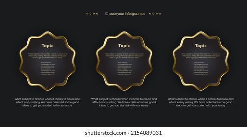 Conjunto de formas de oro diseño de plantillas de botones para la plantilla de gráfico, Un grupo de gráfico dorado utilizado en vectores de elementos empresariales y financieros, ilustración