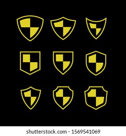 Set of gold shield logo icon design vector illustration