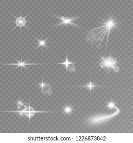 Set of gold shining light effects. Beautiful sparks shine with a special light. Sparkles. Christmas abstract pattern. Beautiful illustration for a postcard. Background for the image. Luminaries.
