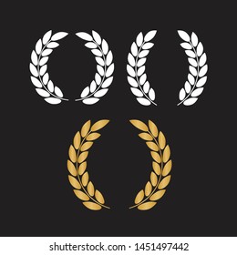 Set of gold silhouette film award wreaths. Icon laurel wreat