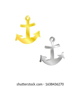  Set of gold and silver anchors.3d vector illustration and isometric view.