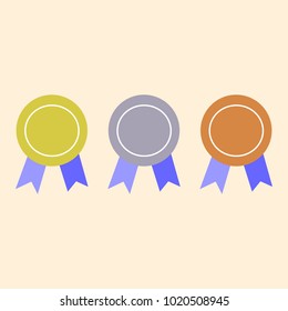 Set of gold, silver and bronze Award medals isolated. Vector illustration of winner concept.