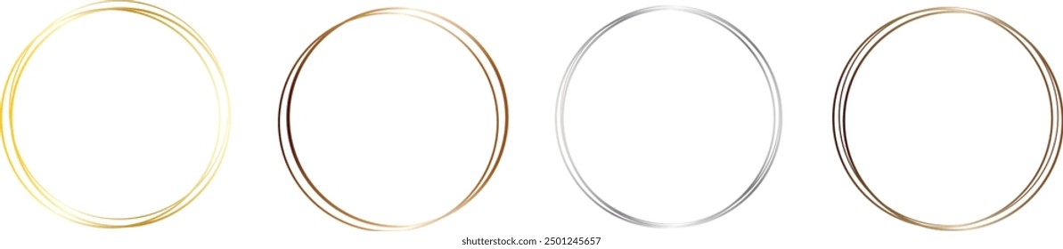 set of gold silver bronze circle frame vector graphics.