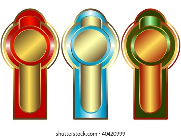 Set of gold, silver and bronze counters (vector)