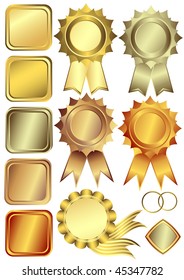 Set gold, silver and bronze design elements  (vector)