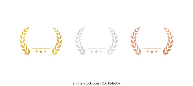 set of gold silver and bronze medals flat icons, award, prize, rank, ranking