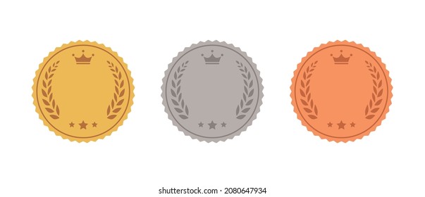 set of gold silver and bronze medals flat icons