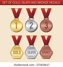 SET OF GOLD SILVER AND BRONZE MEDALS : 02