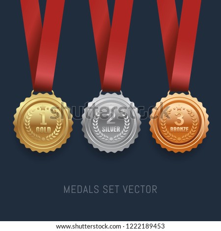 Set of Gold, Silver and bronze medals vector